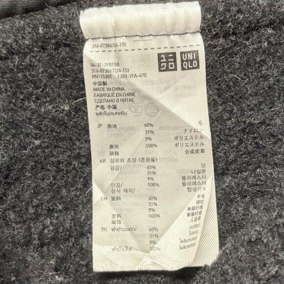 Uniqlo Wool Duffle Charcoal Hooded Coat - Picture 2 of 7